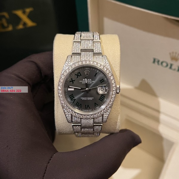 Đồng Hồ Rolex Datejust 41 126334 Mặt Số Wimbledon  Full Diamonds