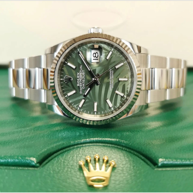 Đồng hồ đôi Replica 1:1 Rolex DateJust mặt xanh lá đính đá